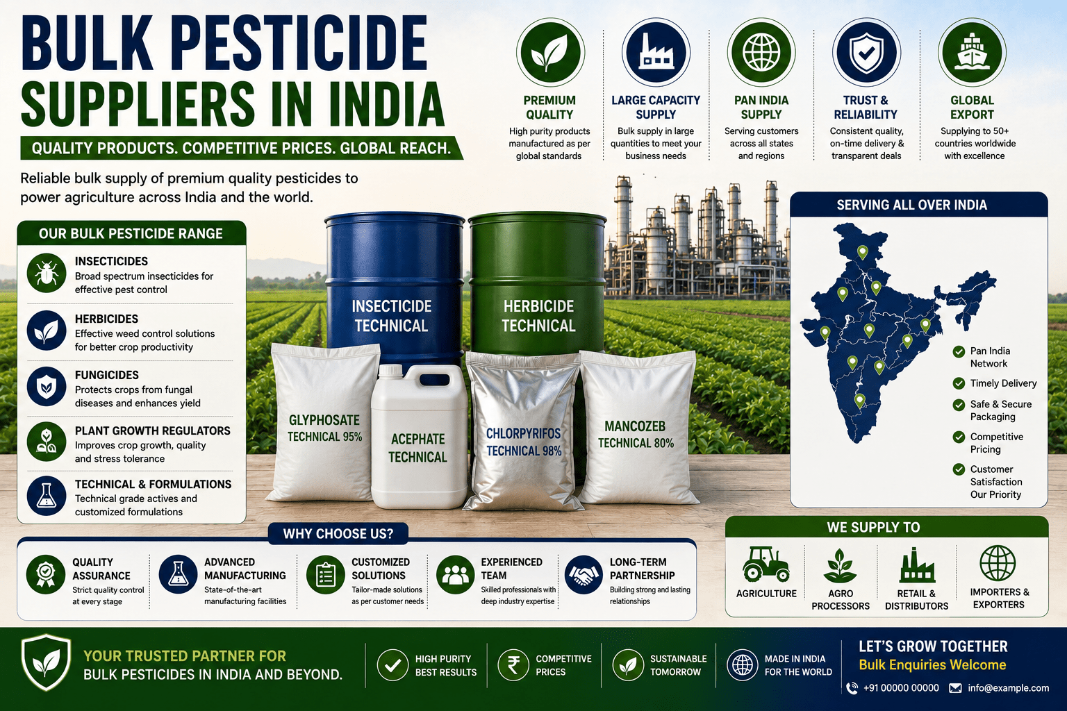 Bulk Pesticide Suppliers India Agrochemical Supply Export Market Quality