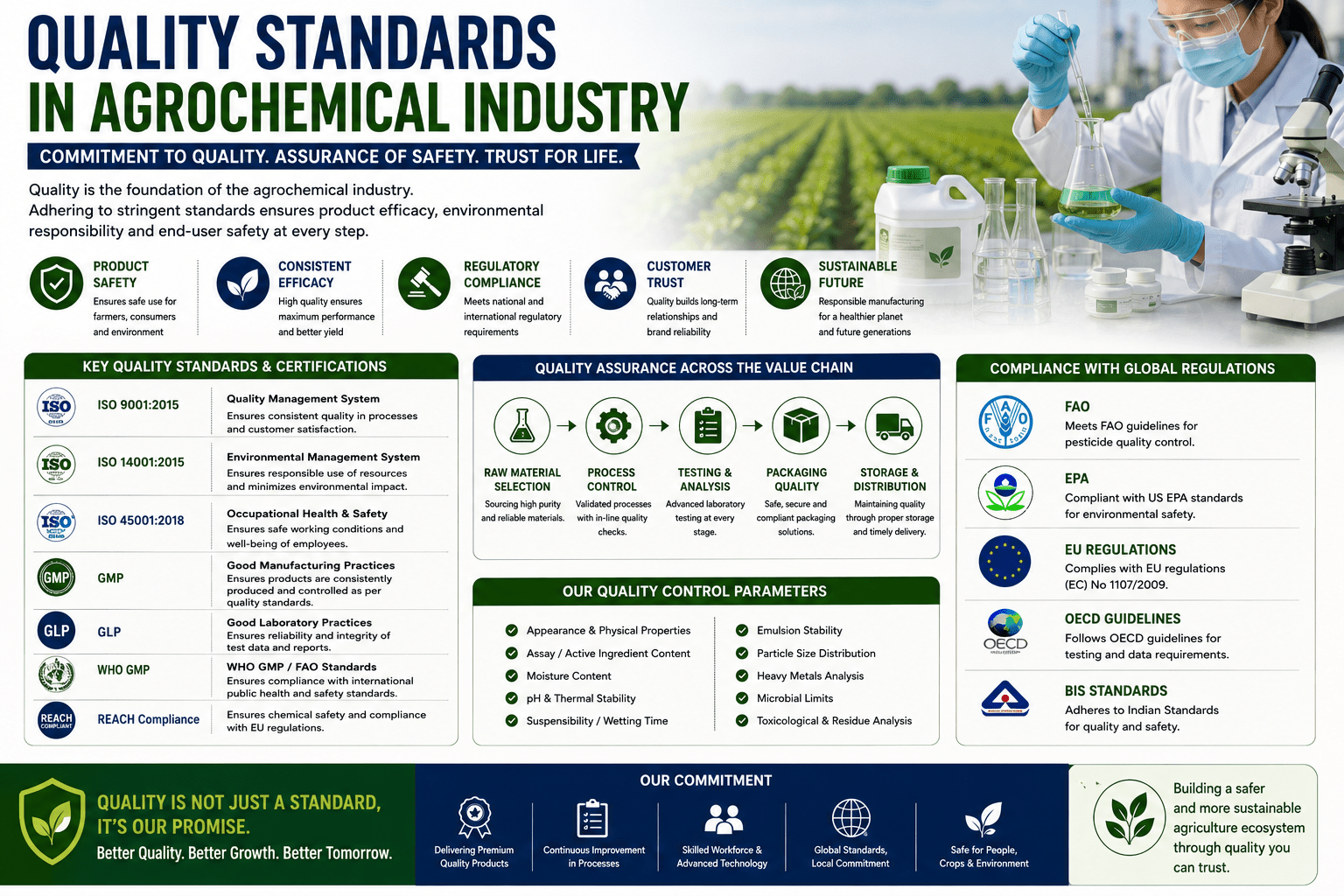 Quality Standards Agrochemical Industry ISO GMP Compliance India Ratnakar